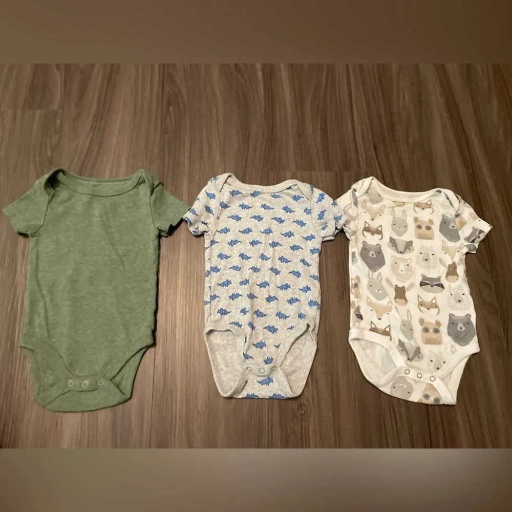 Cloud Island Bodysuits - Green, Blue, Gray size 3/6M